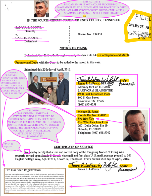 LAW OFFICES OF LA FEVOR AND SLAUGHTER EXPOSED IN COURT CORRUPTION KNOX COUNTY TENNESSEE