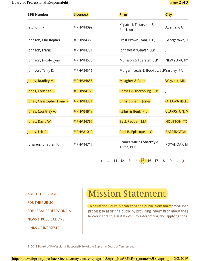 PRO HAC VICE Supreme Court RULE 19 FRAUD - TN JUDGE GREG S. MCMILLAN OF KNOX COUNTY 4TH CIRCUIT COURT DIVISION IV
