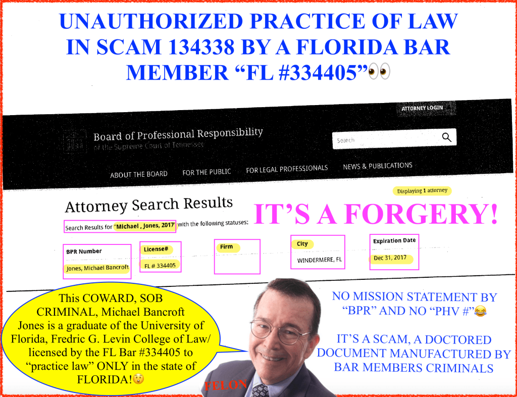 18th judicial circuit court, Seminole County, Florida Chief judge, Jessica Recksiedler and Judge Susan Stacy involved in UNAUTHORIZED PRACTICE OF LAW in the State of Tennessee by virtue of AIDING and ABETTING Florida Bar MEMBERS illegally operate out of Tennessee!